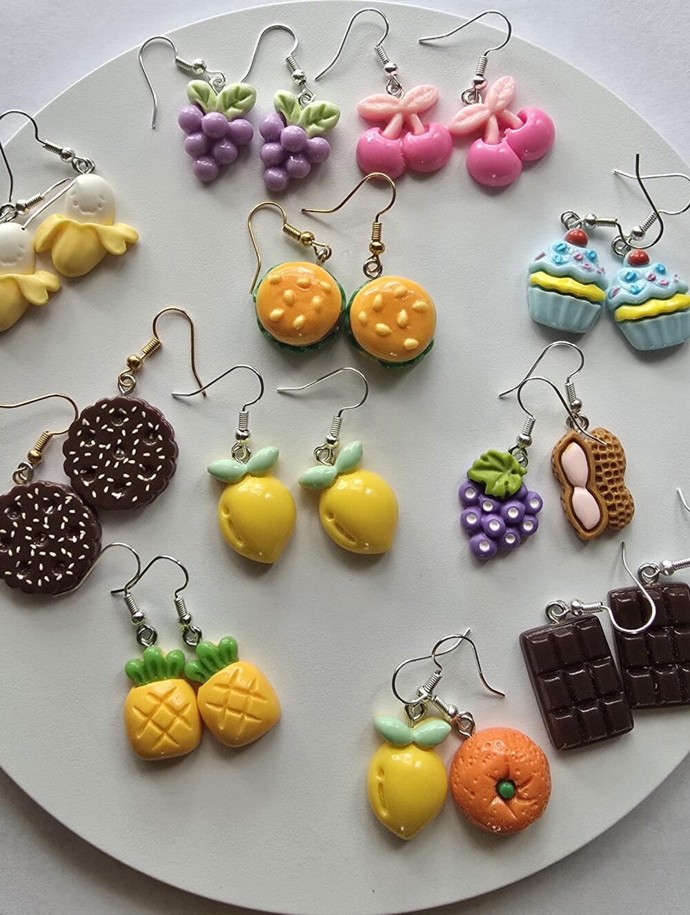Food Earrings, Hamburger, Cupcakes, Cherries, Chocolate, Bananas